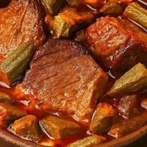 طاجن باميه باللحمه